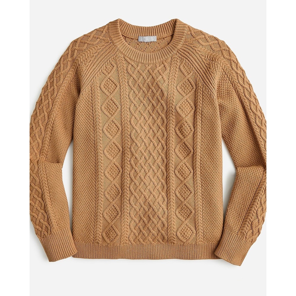 J Crew sweater Cotton cable
knit Cafe Latte Brown XL